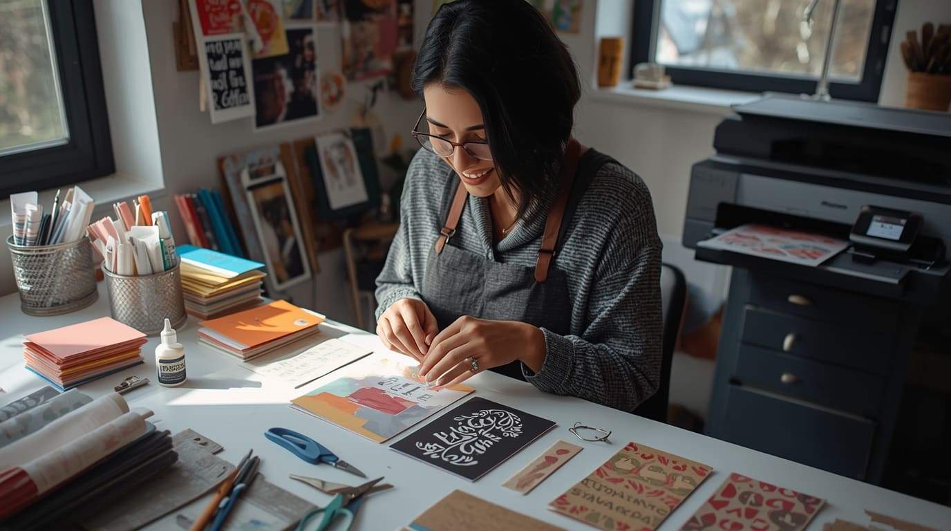 Handmatig snijden en vouwen van papier in onze studio